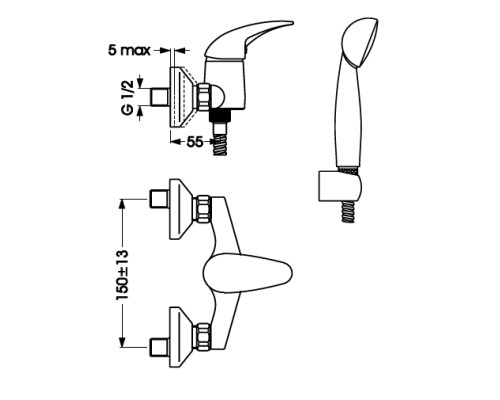 Смеситель для душа Vidima Orion BA003AA Хром