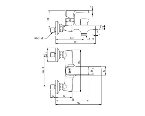 Смеситель для ванны Lemark Ursus LM7214BL Черный