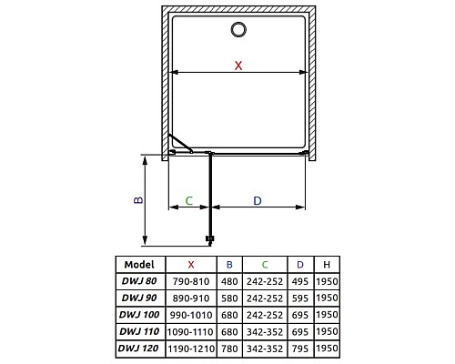 Душевая дверь EOS II DWJ 100/L 3799442-01L
