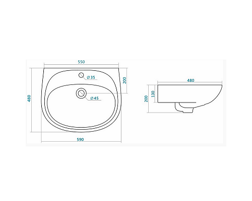 Полукруглая раковина Santek Анимо 60 1WH110508