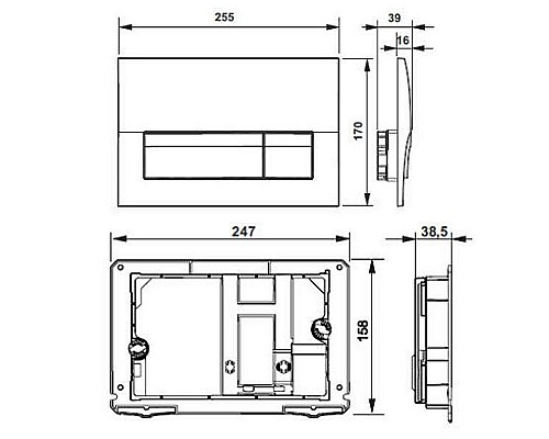 Клавиша смыва Roca Active B01 8901170B2 Хром матовый
