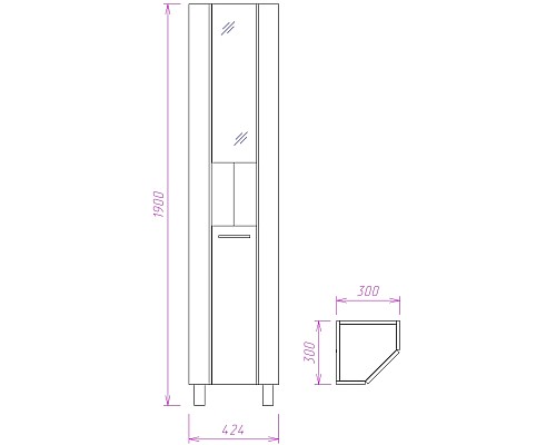 Шкаф пенал Onika Дюна 30.15 403036 угловой Белый