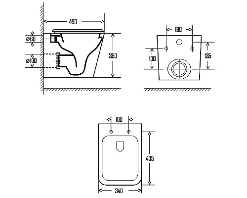 Унитаз AQUAme AQM2004 подвесной Белый глянец с сиденьем Микролифт