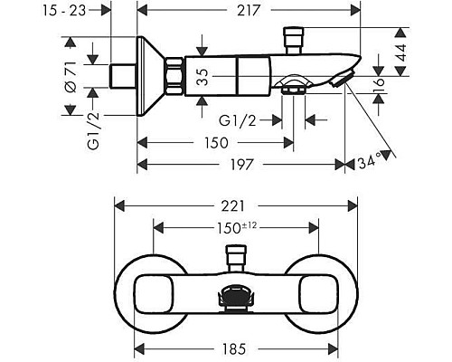 Смеситель для ванны,для душа Hansgrohe Logis 71243000
