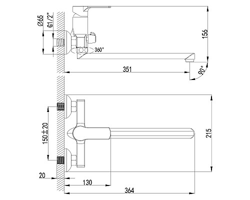 Смеситель Lemark Plus Grace LM1551C универсальный