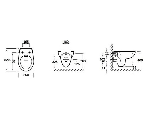 Подвесной унитаз Jacob Delafon 52 х 36 см E4345G-00
