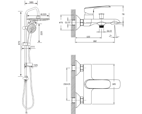 Душевая система Agger Glorious A1293500 Хром
