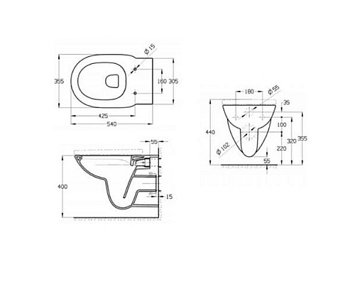 Комплект унитаза с инсталляцией Roca Debba Round Pack Rimless 893104980 с сиденьем Микролифт без клавиши смыва