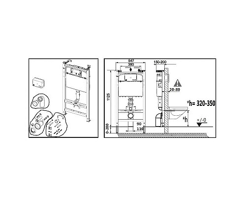 Комплект унитаза с инсталляцией Roca Debba Round Pack Rimless 893104980 с сиденьем Микролифт без клавиши смыва
