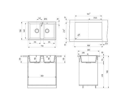 Кухонная мойка Ulgran U-608-309 темно-серый Кухонная мойка Ulgran U-608-309 темно-серый