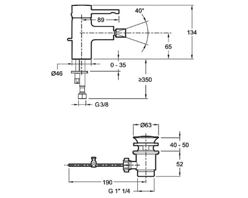 Смеситель для биде Jacob Delafon E37045CP