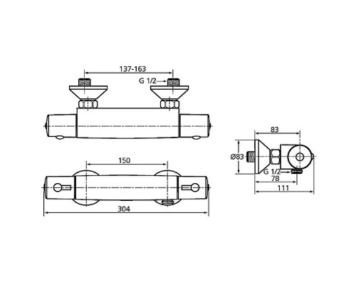 Смеситель для душа Ideal Standard Ceratherm 50 A6367AA с термостатом Хром