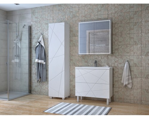 Зеркальный шкаф Vigo Geometry 80 с подсветкой Белый