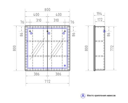Зеркальный шкаф Vigo Geometry 80 с подсветкой Белый