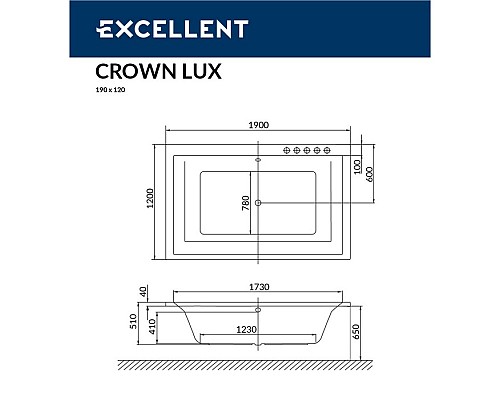 Ванна Excellent Crown Lux 190x120 Ванна Excellent Crown Lux 190x120