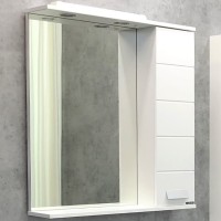 Зеркало со шкафом Comforty Модена М-75 с подсветкой Белое матовое
