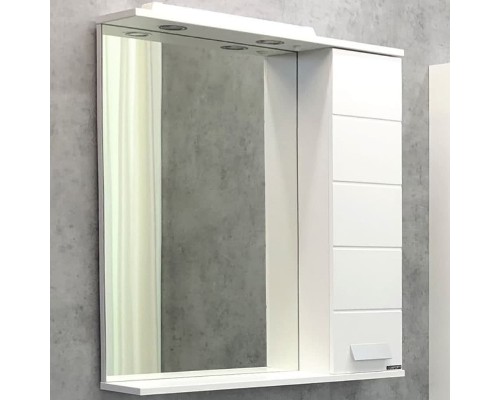 Зеркало со шкафом Comforty Модена М-75 00-00001640 с подсветкой Белое матовое