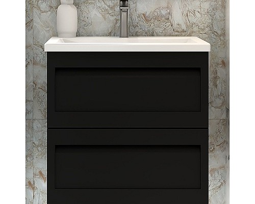 Тумба под раковину Art&Max AM-Platino-580-2C-SO-NM подвесная Черная матовая