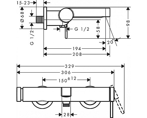 Смеситель для ванны Hansgrohe Finoris 76420000 Хром