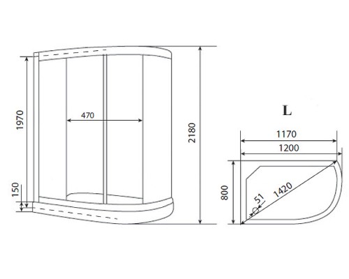 Душевая кабина Timo Eco 120х80 TE-0702 L с гидромассажем