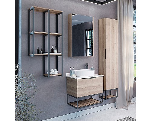 Зеркальный шкаф Comforty Порто 50 00-00009233 Дуб дымчатый