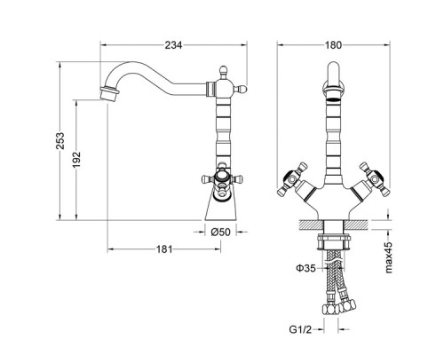 Смеситель для раковины Timo Nelson 0143/03F Черный