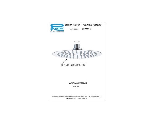 Верхний душ Remer Черный