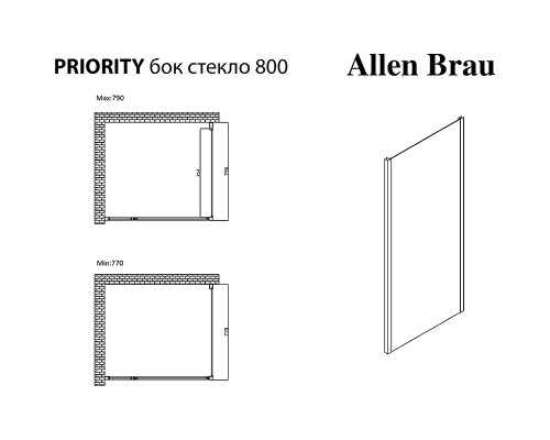 Душевая стенка Allen Brau Priority 80 3.31015.BBA Черный брашированный