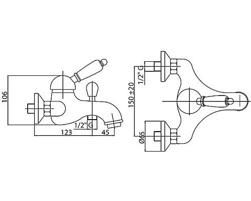 Смеситель для ванны Cezares ELITE-VM-02-Bi