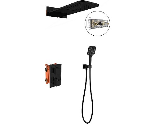 Душевая система Vincea VSFW-103TMB с термостатом Черная матовая