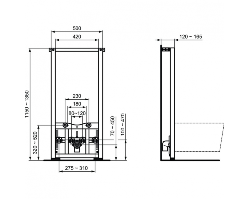 Комплект унитаза с инсталляцией Ideal Standard Tesi T3868V1 с сиденьем Микролифт