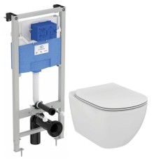 Комплект унитаза с инсталляцией Ideal Standard Tesi с сиденьем Микролифт