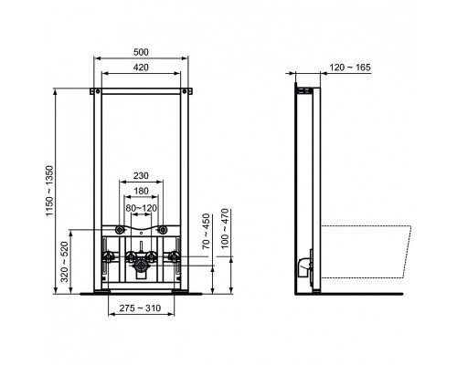 Комплект унитаза с инсталляцией Ideal Standard Tesi T3868V1 с сиденьем Микролифт