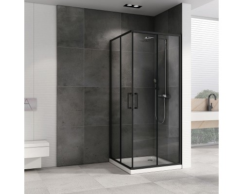 Душевой уголок Abber Schwarzer Diamant 90x90 профиль Черный стекло прозрачное