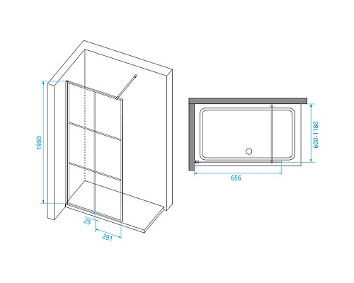 Душевая перегородка RGW Walk In WA-111B 70 411011107-84 профиль Черный стекло прозрачное