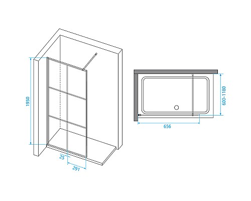 Душевая перегородка RGW Walk In WA-111B 70 411011107-84 профиль Черный стекло прозрачное