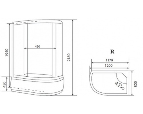 Душевая кабина Timo Eco 120х80 TE-0720 R с гидромассажем