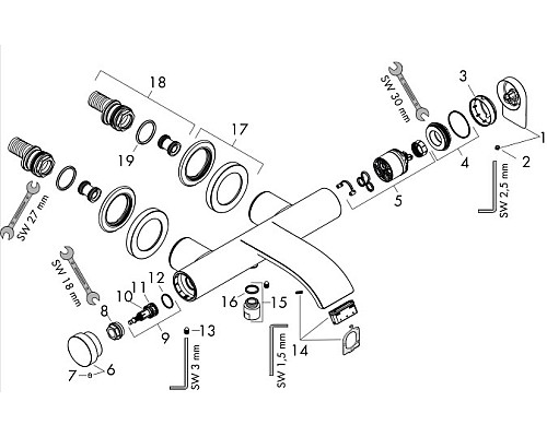 Смеситель для ванны Hansgrohe Vivenis 75420700 Белый матовый
