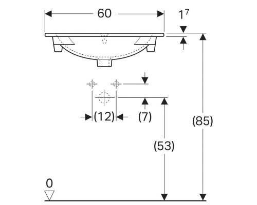 Раковина 60 см GEBERIT Acanto 500.640.01.2