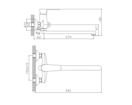 Смеситель для ванны Cron CN22337 Хром