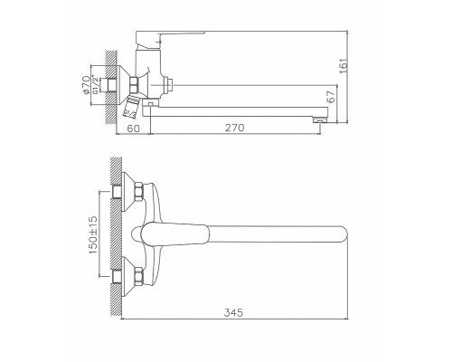 Смеситель для ванны Cron CN22337 Хром