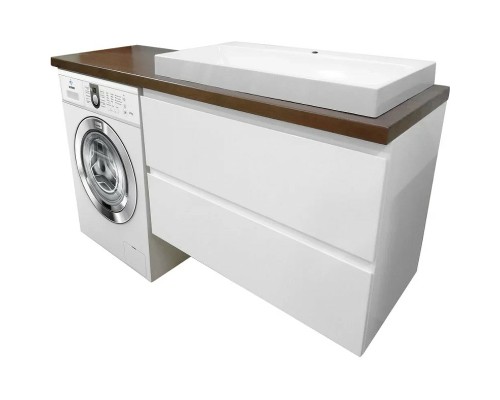 Тумба с раковиной Эстет Malibu Luxe 155 R ФР-00007114 подвесная Белая Темное дерево