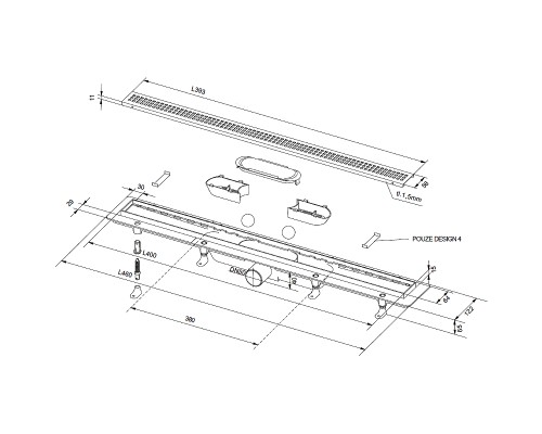 Душевой лоток PlastBrno Design 5 40 с решеткой Хром