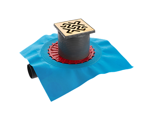 Трап BERGES ZENTRUM Antik 100х100 золото глянец выпуск D50 H65 боковой