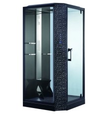 Душевая кабина Orans 100x100 R с баней профиль Черный задние стенки Черные