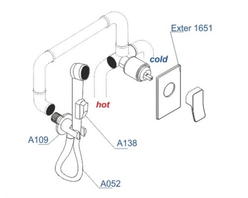 Гигиенический душ со смесителем WasserKRAFT Exter A01652 Бронза