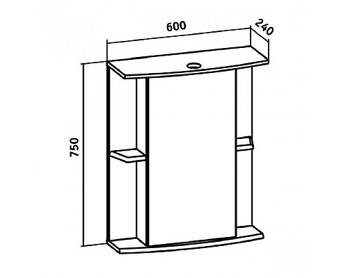 Зеркальный шкаф Runo Мадрид 60 00000000036 правый