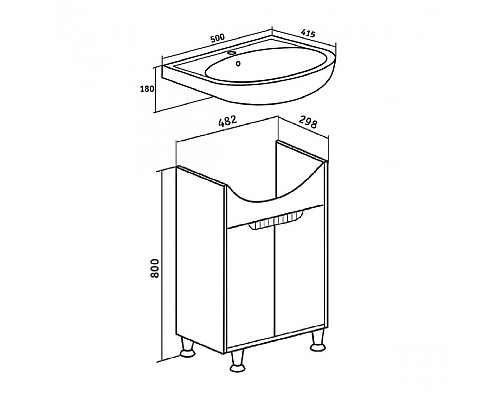 Тумба под раковину Runo ЭКО 50 00000001142