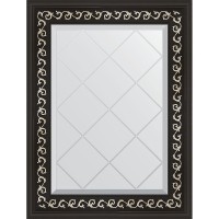 Зеркало Evoform Exclusive-G 72х55 BY 4010 с гравировкой в багетной раме - Черный ардеко 81 мм