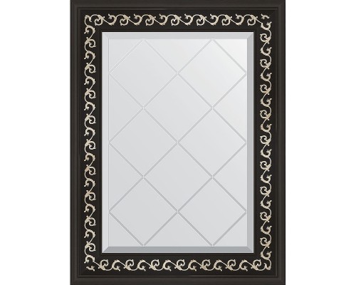 Зеркало Evoform Exclusive-G 72х55 BY 4010 с гравировкой в багетной раме - Черный ардеко 81 мм